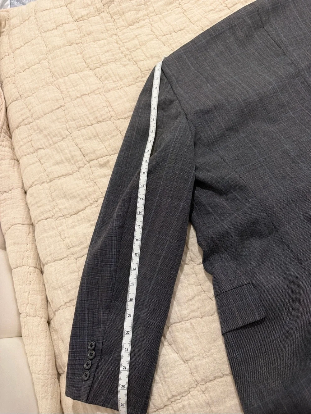 Vintage Hickey Freeman Charcoal Gray Windowpane Boardroom Collection Blazer